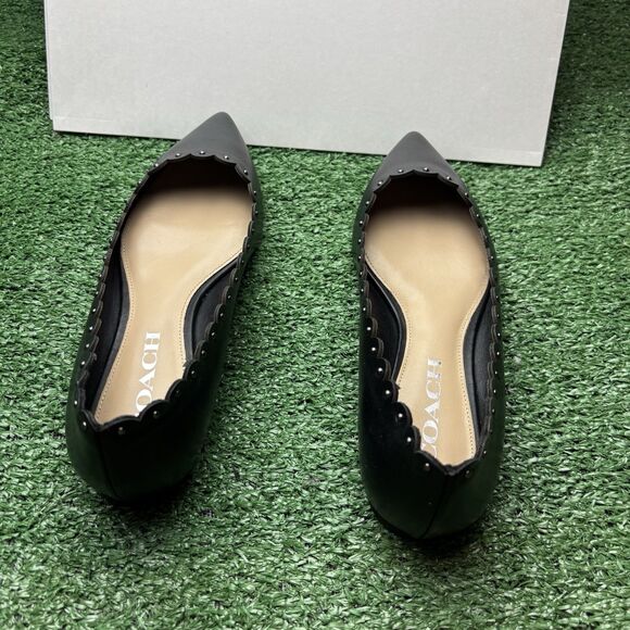 NEW Coach Jill Leather Scalloped Black Flats size 5 Leather Slip On - Picture 4 of 8